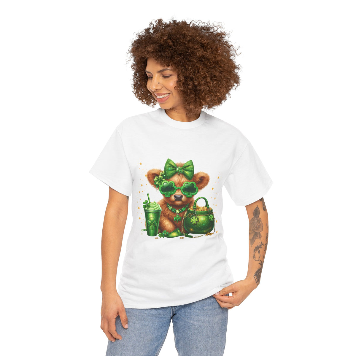 T-Shirt — Cute St. Patrick’s Teddy with Shamrock Sunglasses & Lucky Pot Design